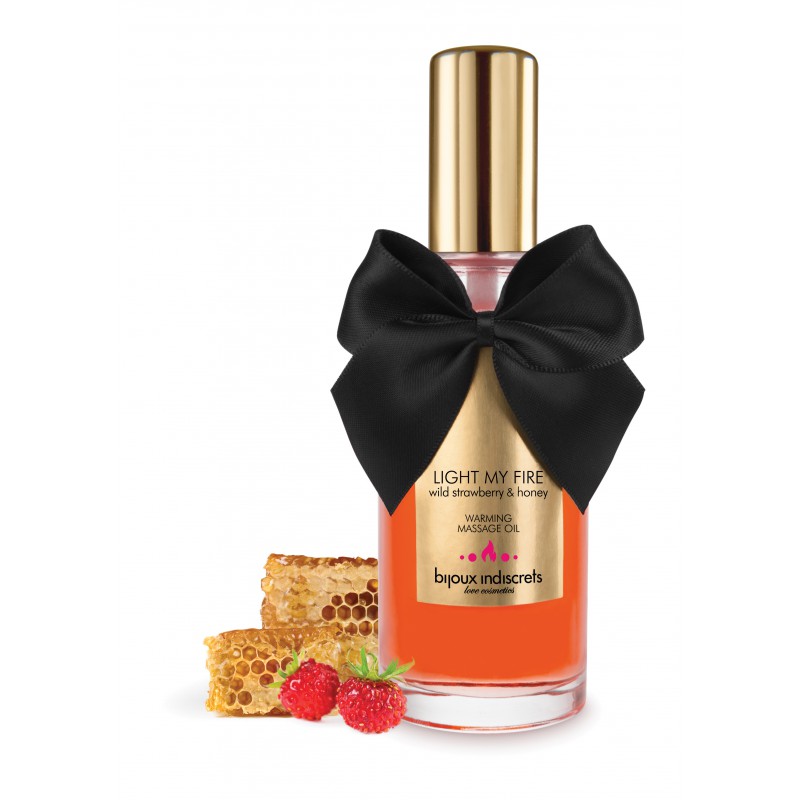 BIJOUX DISCRET- Huile de massage embrassable chauffante - Fraise sauvage - MONT' A BORD SHOP